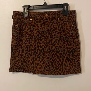 Girls Pattern Denim Skirt Cheetah Print